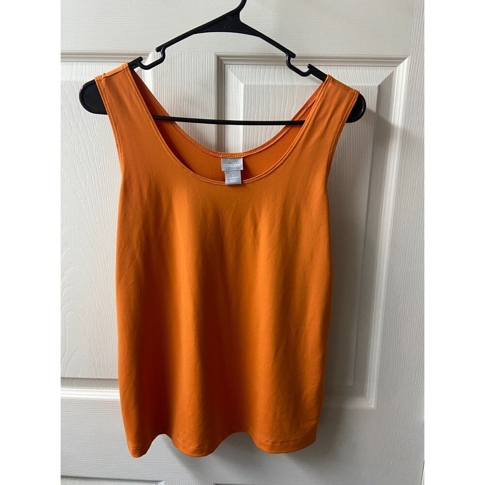 Chicos 1 Womens  M Pumpkin Sleeveless Tank Cami Top Polyester Capsule